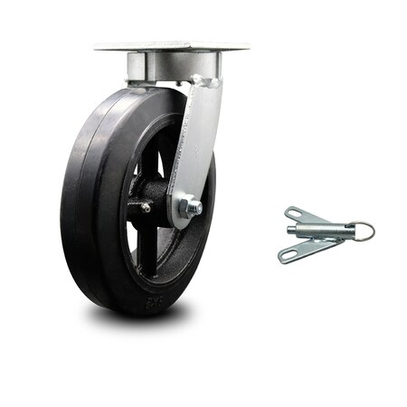 Service Caster 8 Inch Kingpinless Rubber on Steel Wheel Swivel Caster with Swivel Lock SCC SCC-KP30S820-RSR-BSL